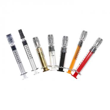 Reusable 1ml empty borosilicate glass prefilled syringe for cannabis oil distillate